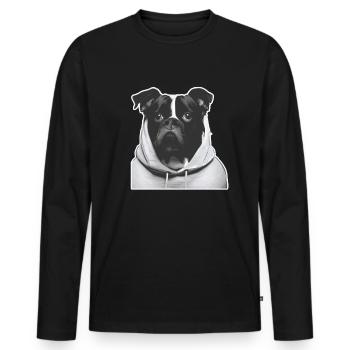 Chien avec sweat à capuche - T-shirt manches longues Premium bio Homme - noir - Devant - Nico (187cm)