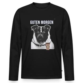Hund mit Hoodie Guten Morgen Kaffee - Männer Premium Bio Langarmshirt - Schwarz - Vorne - Nico (187cm)