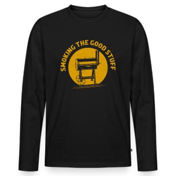 Smoking The Good Stuff Grilling BBQ Smoker - Männer Premium Bio Langarmshirt - Schwarz - Vorne - Nico (187cm)