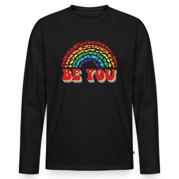 LGBTQ Be You Gay Pride LGBT Ally Rainbow Flag - Men's Premium Organic Long Sleeve Shirt - black - Front - Nico (187cm)