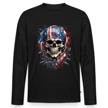 American Skull: Proud of the U.S. - Men's Premium Organic Long Sleeve Shirt - black - Front - Nico (187cm)