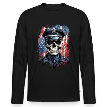 USA-Polizei-Helden - Männer Premium Bio Langarmshirt - Schwarz - Vorne - Nico (187cm)