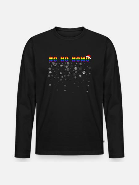 Ho Ho Homo! - Männer Premium Bio Langarmshirt - Schwarz