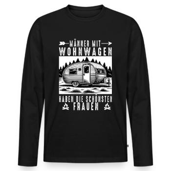 Männer mit Wohnwagen haben die schönsten Frauen - Männer Premium Bio Langarmshirt - Schwarz - Vorne - Nico (187cm)