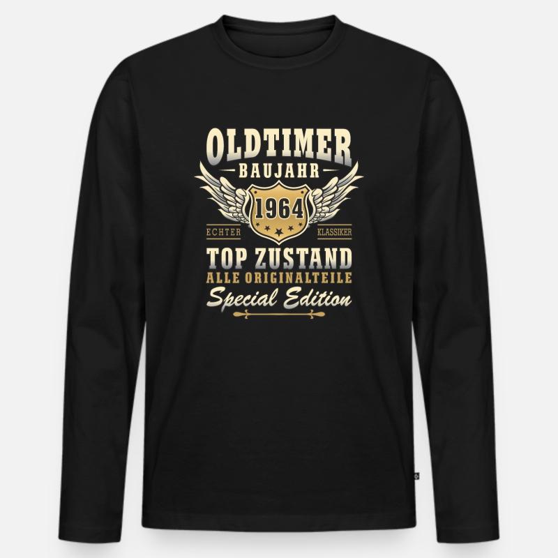 60. Geburtstag Oldtimer 60 Jahre Geschenkidee - Männer Premium Bio Langarmshirt - Schwarz