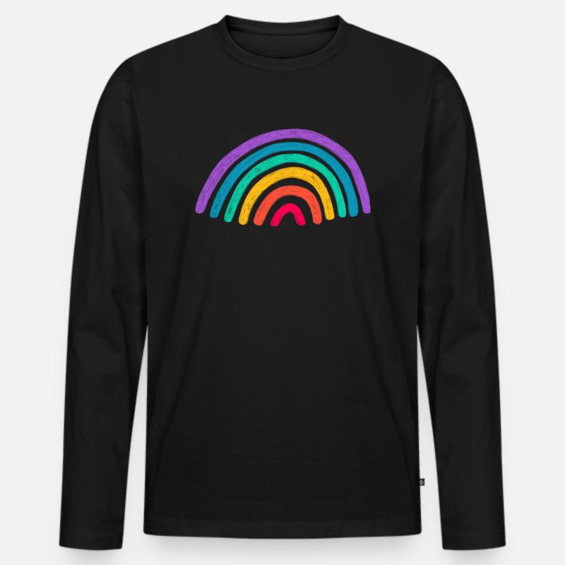 Rainbow - Männer Premium Bio Langarmshirt - Schwarz