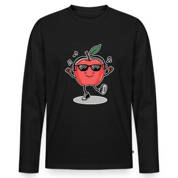 funny dancing apple music - Men's Premium Organic Long Sleeve Shirt - black - Front - Nico (187cm)