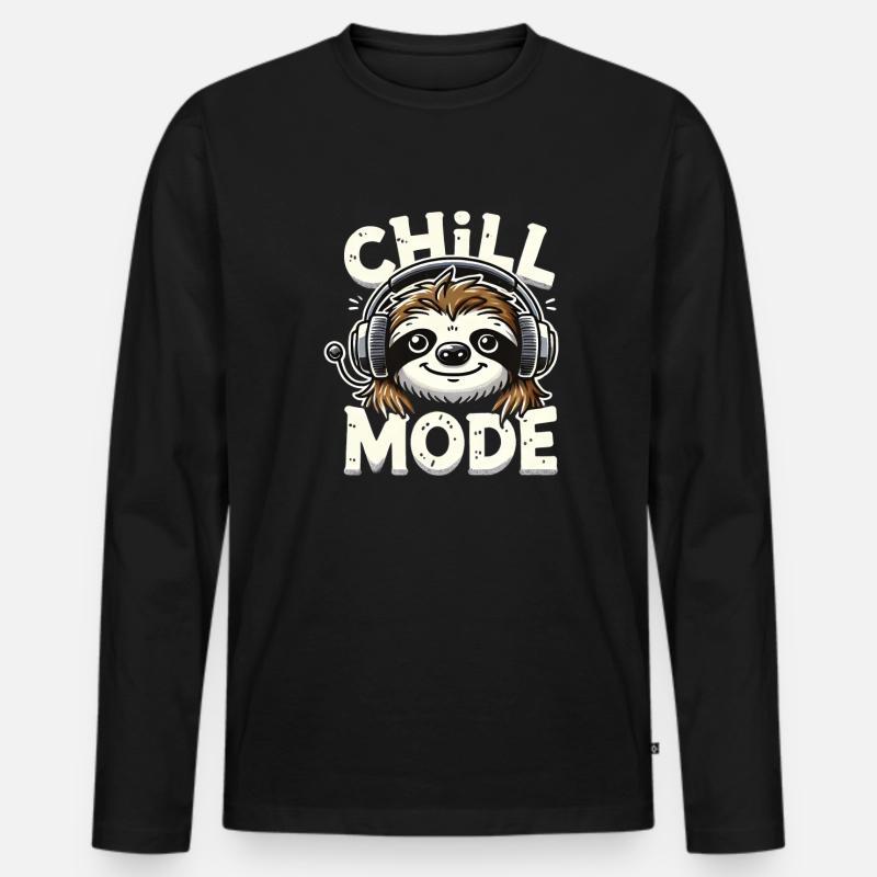 Faultier-Chill-Modus Entspannung - Männer Premium Bio Langarmshirt - Schwarz