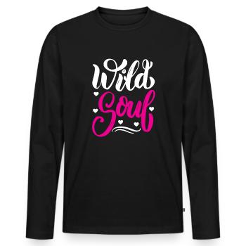 Embrace your untamed spirit with our - Men's Premium Organic Long Sleeve Shirt - black - Front - Nico (187cm)
