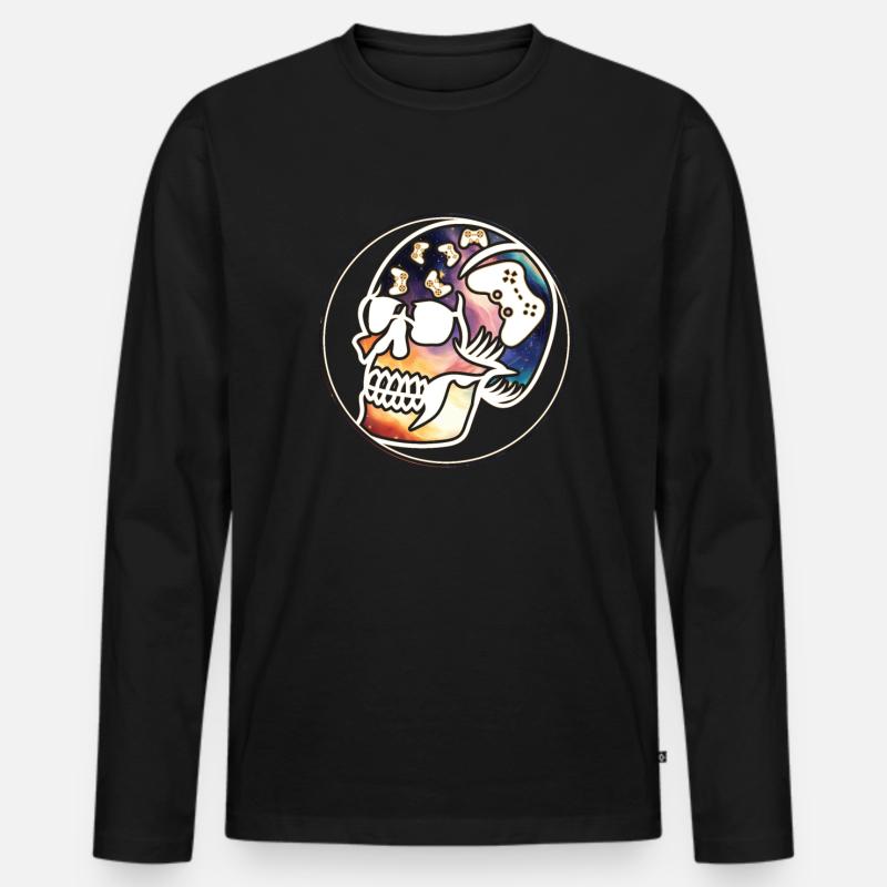 Play Controller Gaming Skull Controller - Men's Premium Organic Long Sleeve Shirt - black