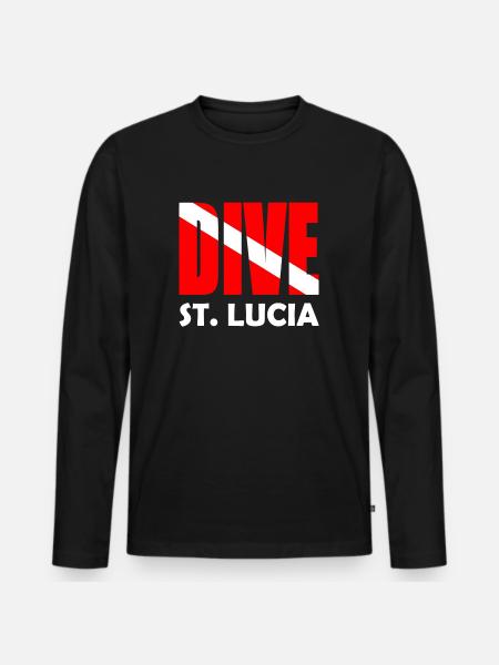 Dive St. Lucia - Diver Down Flag Scuba Diving - Men's Premium Organic Long Sleeve Shirt - black
