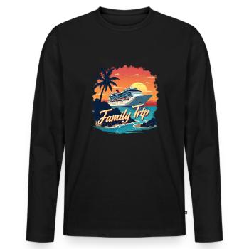 Chemise Croisière Famille Découvrez le - T-shirt manches longues Premium bio Homme - noir - Devant - Nico (187cm)