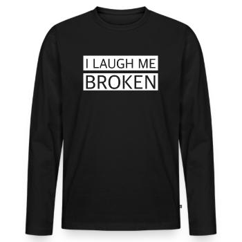 Ich lache mich kaputt | lustige Sprüche, Englisch - Männer Premium Bio Langarmshirt - Schwarz - Vorne - Nico (187cm)