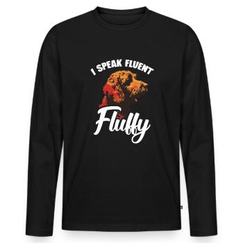 Bernedoodle, I speak fluently, fluffy - Men's Premium Organic Long Sleeve Shirt - black - Front - Nico (187cm)