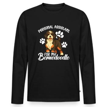 Personal assistant for my Bernedoodle - Men's Premium Organic Long Sleeve Shirt - black - Front - Nico (187cm)