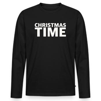 Christmas Time | Weihnachtszeit, Weihnachten - Männer Premium Bio Langarmshirt - Schwarz - Vorne - Nico (187cm)