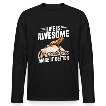 Das Leben Ist Großartig, Uromastyxe Machen Es - Männer Premium Bio Langarmshirt - Schwarz - Vorne - Nico (187cm)