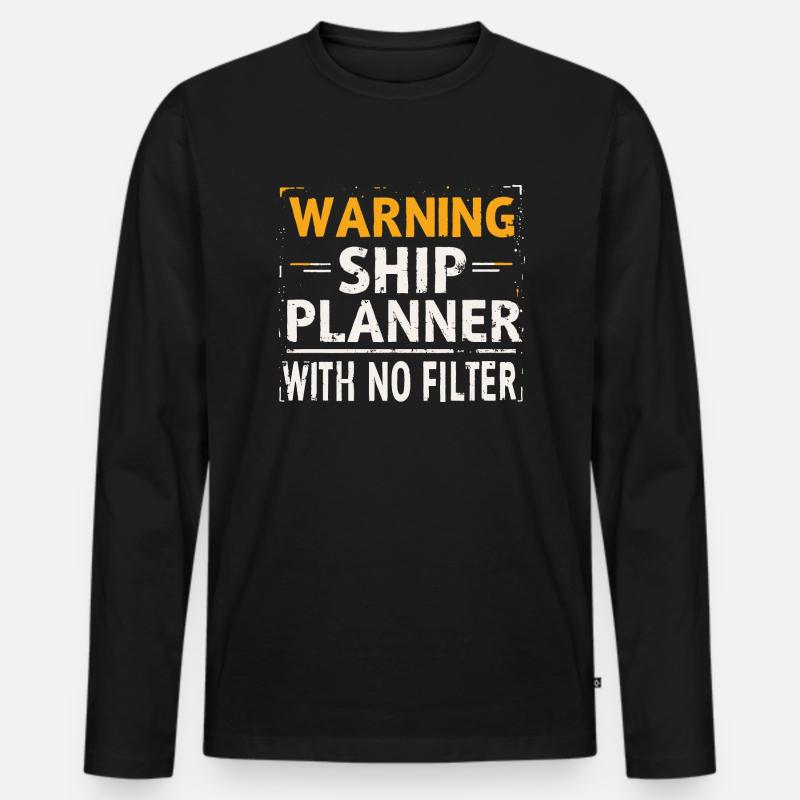 SCHIFFSPLANER - Männer Premium Bio Langarmshirt - Schwarz
