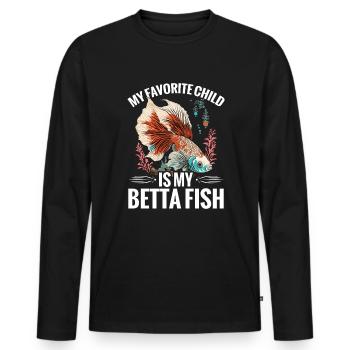 Mein Lieblingskind Ist Mein Kampffisch - Männer Premium Bio Langarmshirt - Schwarz - Vorne - Nico (187cm)