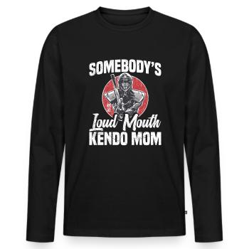 Someone's Loud Mom, Kendo-mama - Men's Premium Organic Long Sleeve Shirt - black - Front - Nico (187cm)