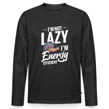 I'm not lazy, I'm energy efficient, - Men's Premium Organic Long Sleeve Shirt - heather anthracite - Front - Nico (187cm)