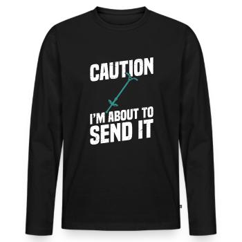 Pogo-stick Attention, je vous l’enverrai tout de suite - T-shirt manches longues Premium bio Homme - noir - Devant - Nico (187cm)
