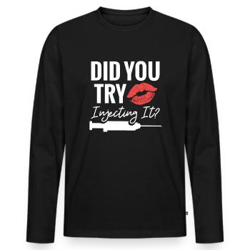 Infirmière esthétique avez-vous essayé - T-shirt manches longues Premium bio Homme - noir - Devant - Nico (187cm)