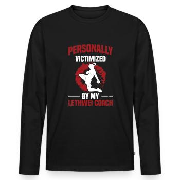 Personal victim of my Lethwei trainer - Men's Premium Organic Long Sleeve Shirt - black - Front - Nico (187cm)
