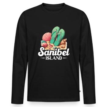 La vie est meilleure sur l’île de Sanibel - T-shirt manches longues Premium bio Homme - noir - Devant - Nico (187cm)