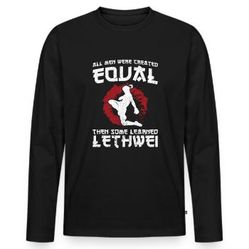 Alle Menschen Wurden Gleich Geschaffen, Damals - Männer Premium Bio Langarmshirt - Schwarz - Vorne - Nico (187cm)