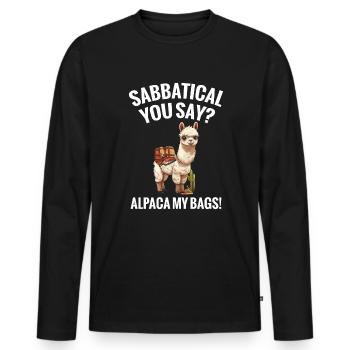 Sabbatique vous dites alpaga mes sacs ! - T-shirt manches longues Premium bio Homme - noir - Devant - Nico (187cm)