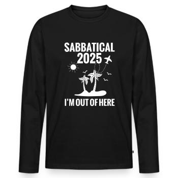 Congé sabbatique 2025 : je sors d’ici - T-shirt manches longues Premium bio Homme - noir - Devant - Nico (187cm)
