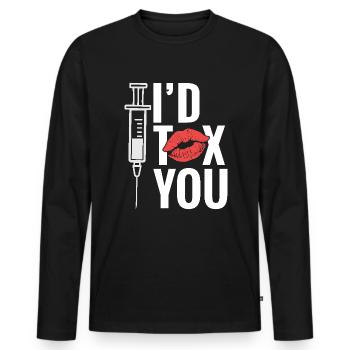Infirmière esthétique "Je te le ferais - T-shirt manches longues Premium bio Homme - noir - Devant - Nico (187cm)