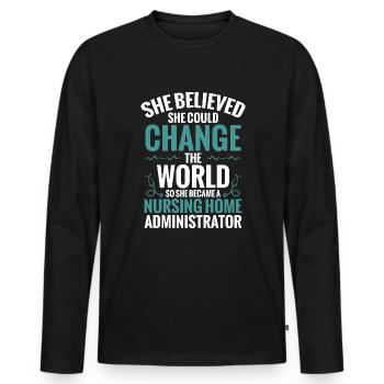 Elle croyait qu’elle pouvait changer le monde, - T-shirt manches longues Premium bio Homme - noir - Devant - Nico (187cm)