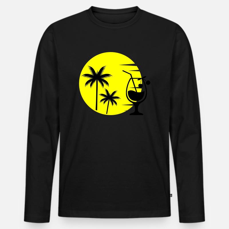 cocktail sunset - Männer Premium Bio Langarmshirt - Schwarz