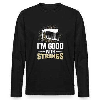I'm good with strings - Men's Premium Organic Long Sleeve Shirt - black - Front - Nico (187cm)