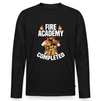 Fire academy completed - Men's Premium Organic Long Sleeve Shirt - black - Front - Nico (187cm)