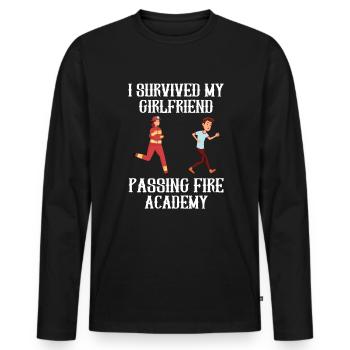 J’ai survécu à ma petite amie, l’Académie des pompiers - T-shirt manches longues Premium bio Homme - noir - Devant - Nico (187cm)