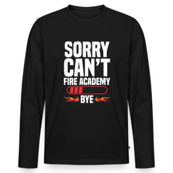 Entschuldigung. Kippen. Feuerakademie. Tschüss. - Männer Premium Bio Langarmshirt - Schwarz - Vorne - Nico (187cm)