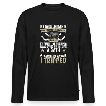 Quand je sentais les pièces de monnaie, je nourrissais les miennes - T-shirt manches longues Premium bio Homme - noir - Devant - Nico (187cm)