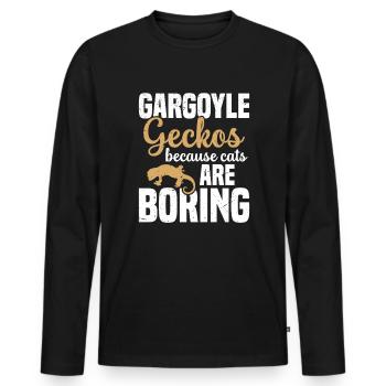 Gargoyle Geckos, Weil Katzen Langweilig Sind - Männer Premium Bio Langarmshirt - Schwarz - Vorne - Nico (187cm)