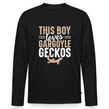 Dieser Junge Liebt Gargoyle Geckos - Männer Premium Bio Langarmshirt - Schwarz - Vorne - Nico (187cm)