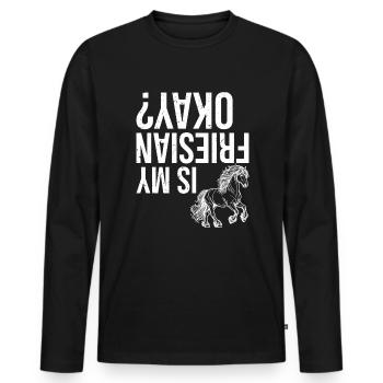 Mon frison va-t-il bien ? - T-shirt manches longues Premium bio Homme - noir - Devant - Nico (187cm)