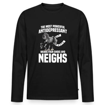 Frison, Garçon, Amour, Cheval, Frison - T-shirt manches longues Premium bio Homme - noir - Devant - Nico (187cm)