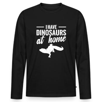J’ai des dinosaures à la maison - T-shirt manches longues Premium bio Homme - noir - Devant - Nico (187cm)