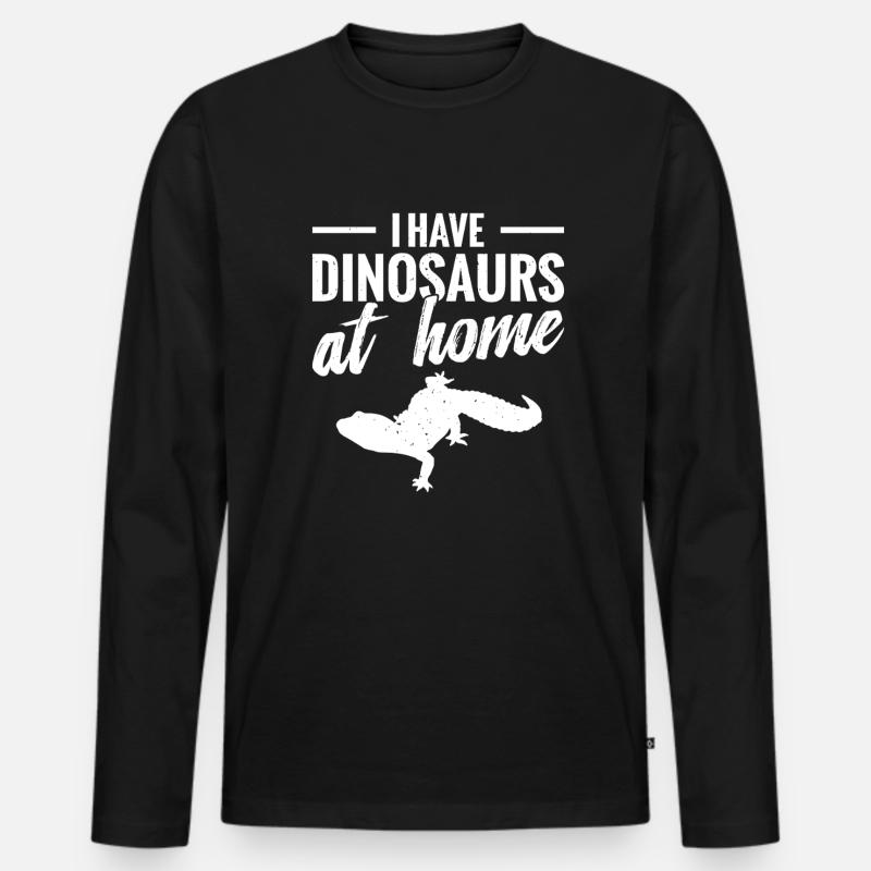 Ich Habe Dinosaurier Zu Hause - Männer Premium Bio Langarmshirt - Schwarz