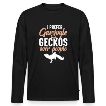 Ich Bevorzuge Gargoyle Geckos Gegenüber Menschen - Männer Premium Bio Langarmshirt - Schwarz - Vorne - Nico (187cm)