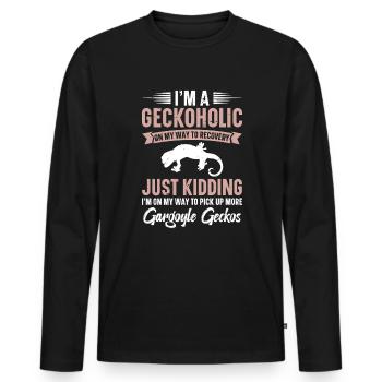 I'm a geckoholic on the road to recovery, - Men's Premium Organic Long Sleeve Shirt - black - Front - Nico (187cm)