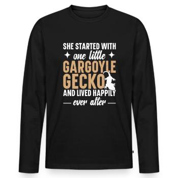 Sie Begann Mit Einem Kleinen Gargoyle Gecko Und - Männer Premium Bio Langarmshirt - Schwarz - Vorne - Nico (187cm)