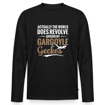 Actually, the world revolves around mine - Men's Premium Organic Long Sleeve Shirt - black - Front - Nico (187cm)